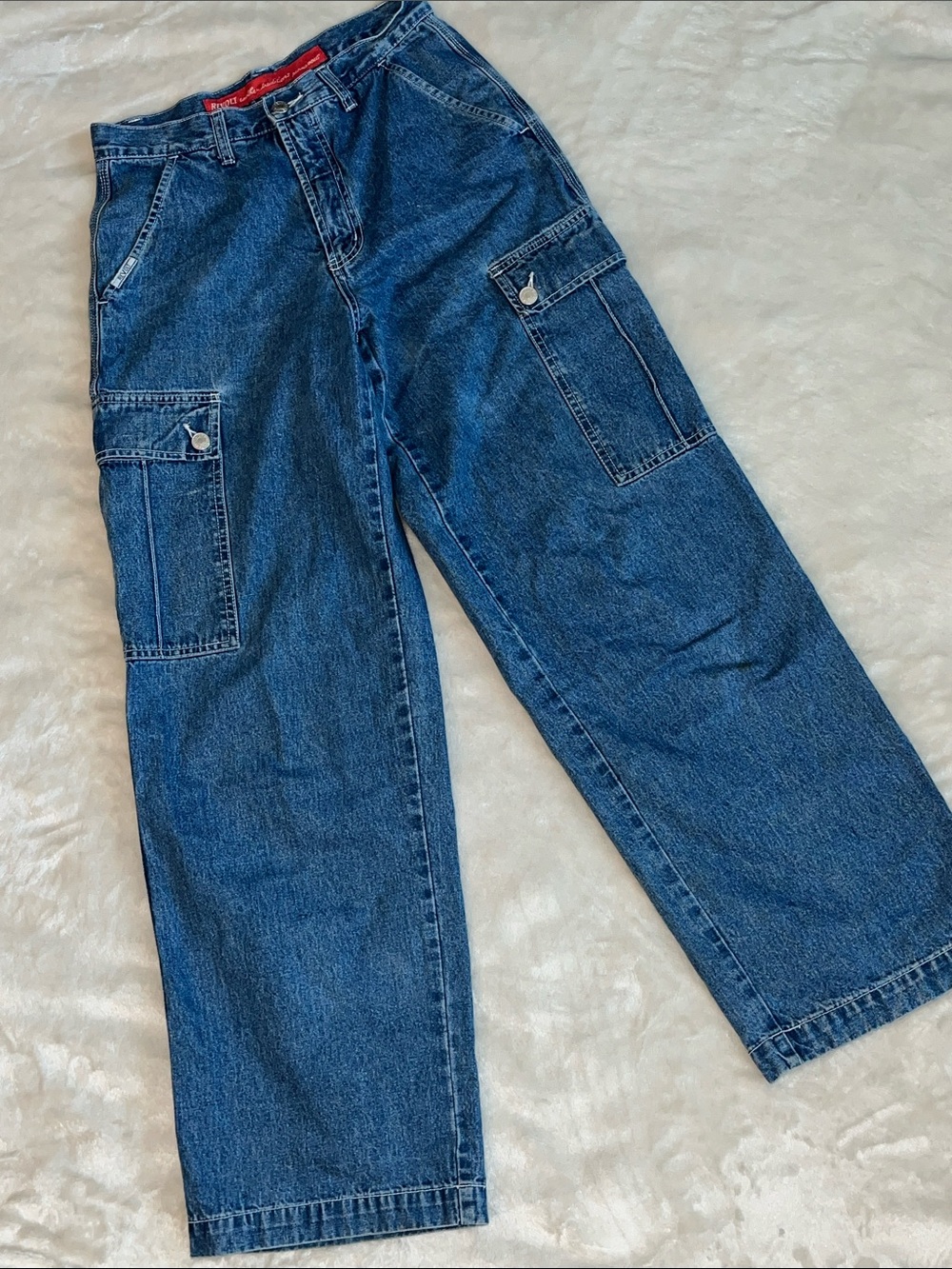 Vintage Y2K Revolt Cargo Jeans High Rise Skater Streetwear Grunge